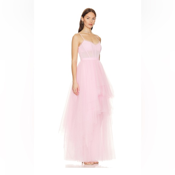 Pink Tiered Embellished Gown - Picture 2 of 6